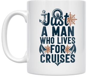 Cruise Lover Mug, Compass Coffee Mug, Nautical Anchor, Men Who Cruise