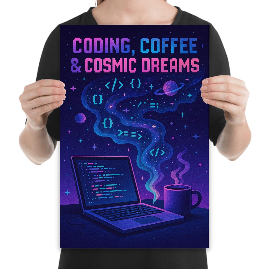 Programmers Poster Code Background Coding Coffee Poster: Vibrant Space Art for Programmers - Etsy