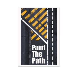 Industrial Wall Art, Hazard Stripe Poster, Road Engineering, Asphalt Background