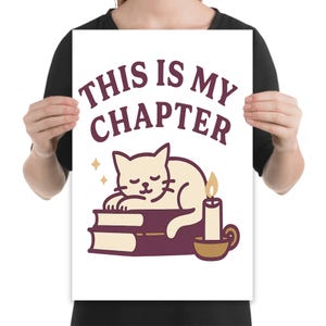 This Is My Chapter Poster, Book Lover Gift, Cozy Cat Candle, Reading Nook Wall Art, Storytelling Magic Print, Quiet Moments