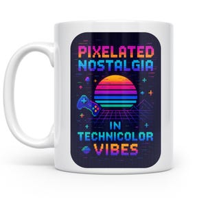 Retro Neon Gamer Mug - Pixel Art, Arcade Vibes