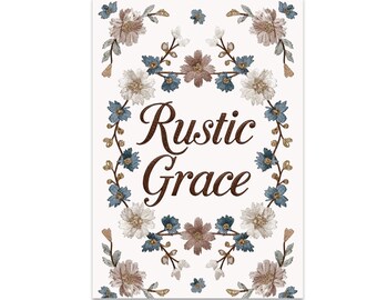 Rustic Floral Poster, Gold Accent Wall Art, Graceful Living, Rustic Grace Wall