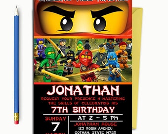 Ninjago Zaproszenie Ninjago Urodziny Ninjago Urodziny Etsy