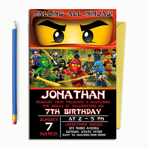 Ninjago Invitation Ninja Invitation Ninjago Birthday Etsy