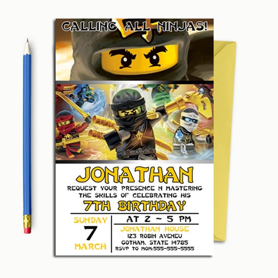 Ninjago Zaproszenie Ninjago Urodziny Ninjago Urodziny Etsy