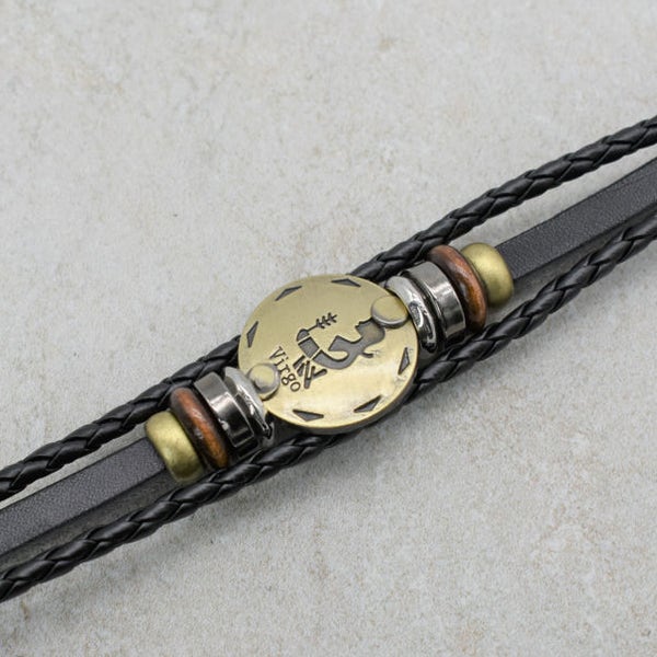 MKD  Virgo Zodiac Leather Bracelet