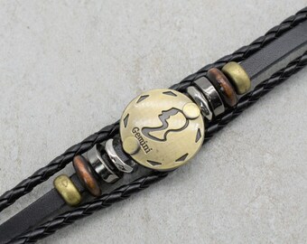 MKD  Gemini Zodiac Men's  Leather Bracelet