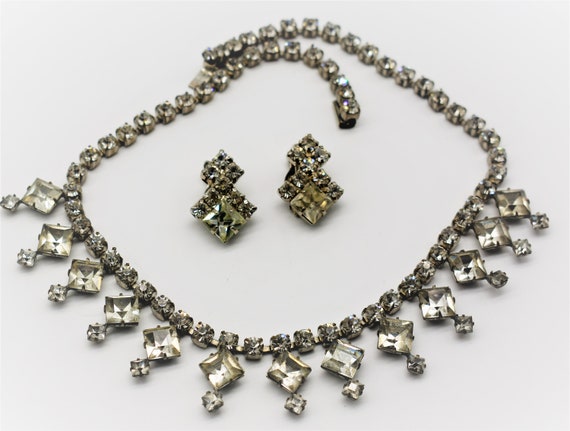 Art Deco Rhinestone demi Parure Vintage Jewelry S… - image 3