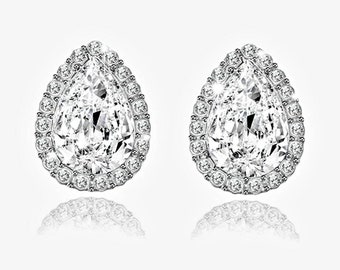 Water drop shape Crystal Earrings with Cubic Zirconia