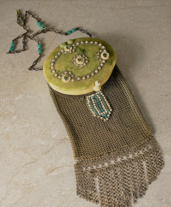 Antique Silver Mesh Chatelaine purse