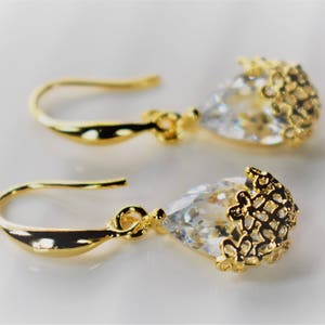 Romantic Gold Crystal Drop Earrings image 4