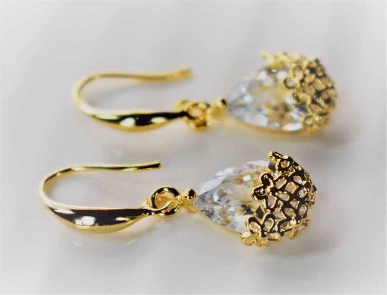 Romantic Gold Crystal Drop Earrings image 4