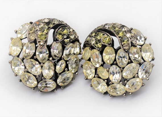Crown Trifari Rhinestone Earrings