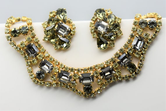 Rhinestone Necklace Earring Demi-Parure Set 1950's - image 9