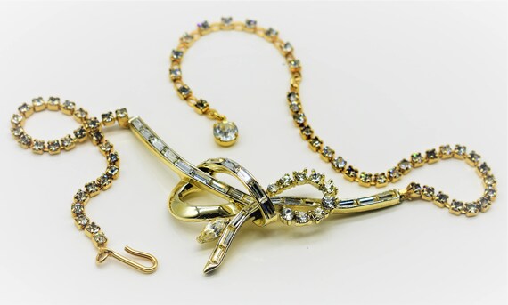 Corocraft Rhinestone and Gold Tone Necklace