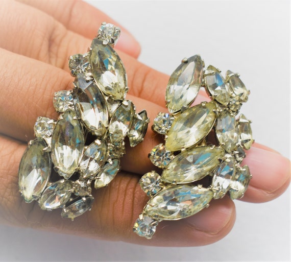 Clear Rhinestone Vintage Earrings- Old Hollywood … - image 5