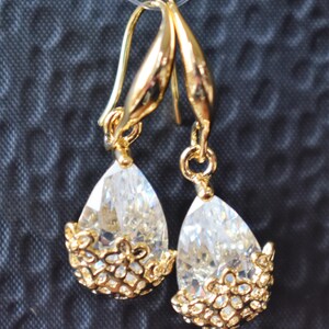 Romantic Gold Crystal Drop Earrings image 3