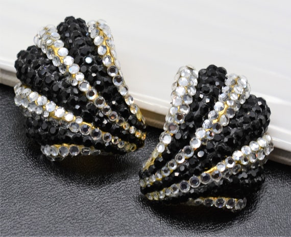 Black And White Swarovski Crystal Shell Design Ea… - image 1