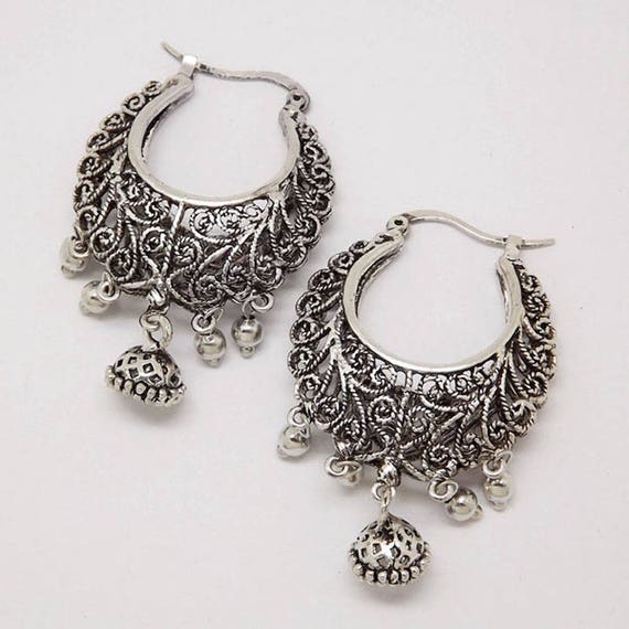 Tibetan Silver Hollow Filigree Antique Stye Earrings | Etsy