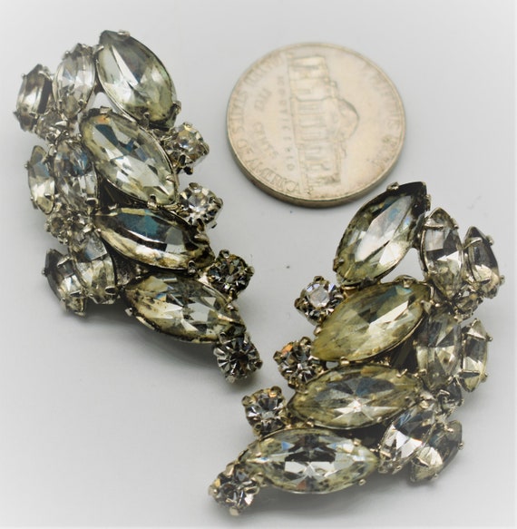 Clear Rhinestone Vintage Earrings- Old Hollywood … - image 7