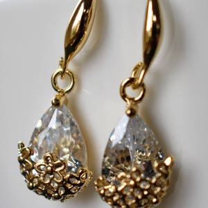 Romantic Gold Crystal Drop Earrings image 5