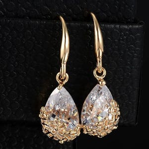 Romantic Gold Crystal Drop Earrings image 2