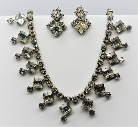 Art Deco Rhinestone demi Parure Vintage Jewelry S… - image 1
