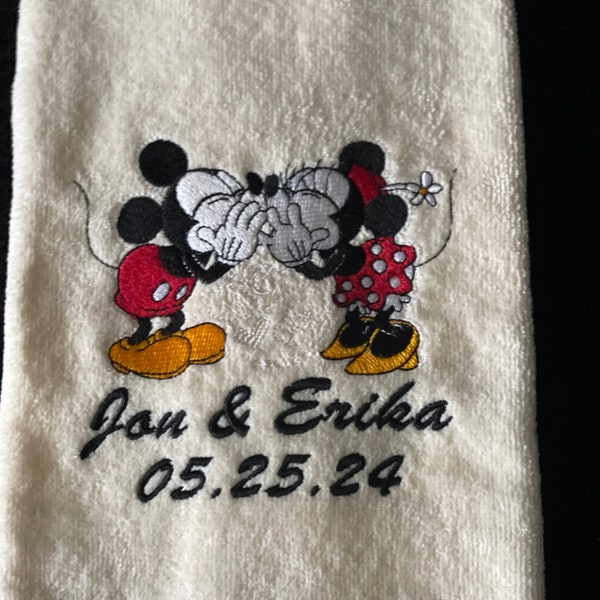 Personalized Mickey & Minnie Hand Towels - Personalized - Holiday Gift Giving- Wedding - Engagement - Shower - Bathrooms - Kitchen