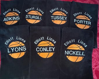 Personalized Basketball Towel, Embroidered Team Name, Sport Gift