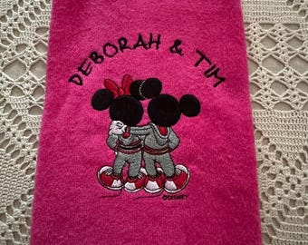 Personalized Mickey & Minnie Embroidered Towel – Custom Name Gift