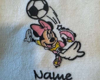 Soccer Minnie Personalized Disney Soccer Minnie Sports Towels-Add Name or Custom Wording or Leave it Just The Design-For Sport Bag & Field