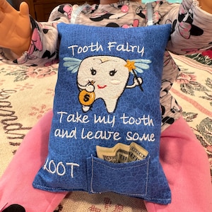 Personalized Tooth Fairy Pillow with Pocket: Embroidered Keepsake