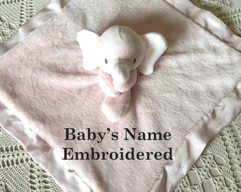 Manta de apego personalizada con forma de elefante: Manta de seguridad bordada para bebé