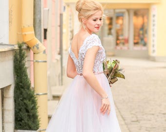 pink wedding dress etsy