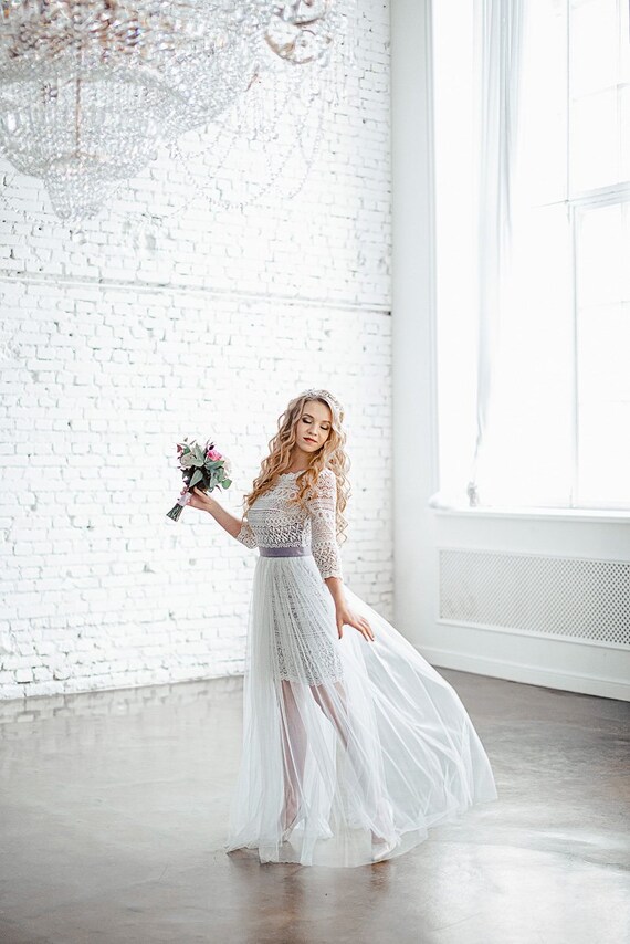 Boho Transformer Dress White Off Rustic Wedding Dress Etsy