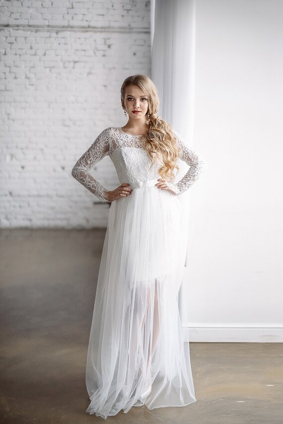 Knee Length Wedding Dress Corset Short Gown Two Piece Etsy