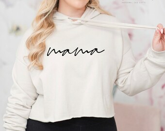 mama bijgesneden hoodie trui-moeder truien-gepersonaliseerde mama truien-baby aankondiging idee-zwangerschap trui zwangerschaps hoodie