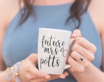 personalized bride mug- gift for a bride to be- engagement mug- does this ring make me look engaged mug- personalized future mrs gifts-