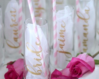 Personalized champagne flutes- bridesmaid proposal ideas- champagne flutes- party flutes- bridesmaid gift ideas- gold champagne glasses-