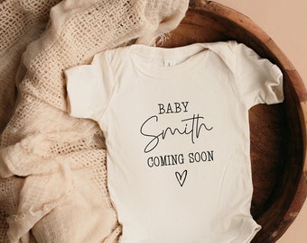 Custom Baby Onesie Personalized Pregnancy Announcement Bodysuit - Custom Name & Date Baby Onesie 0-3 Months Baby Announcement Gift-952365