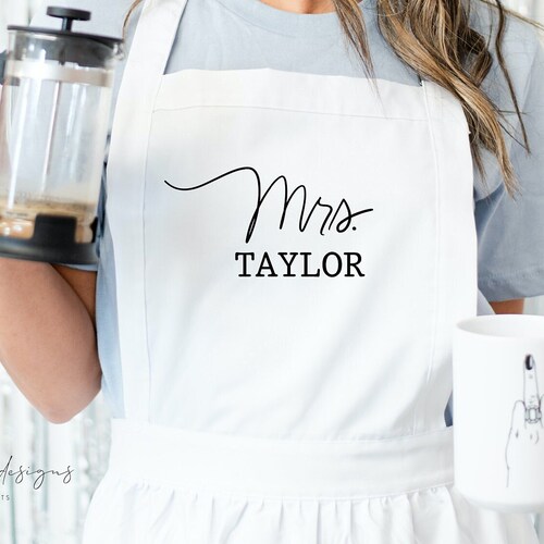 Bride Custom Apron Mrs Apron Kitchen Bridal Shower Gift Etsy