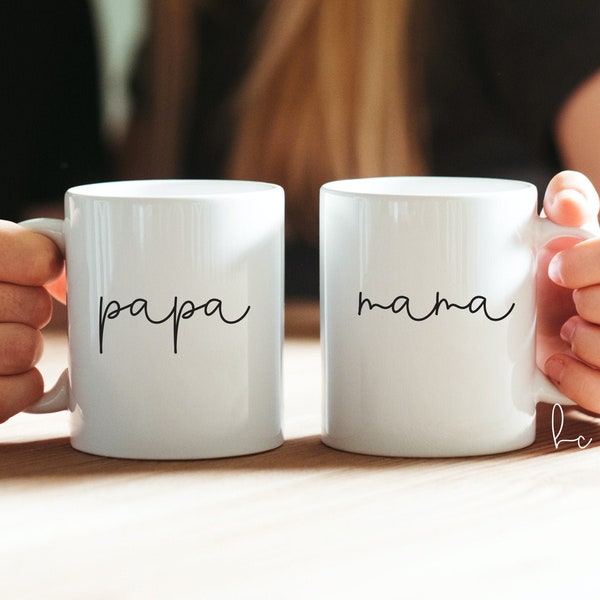 mama papa mugs parents gift box set- mom dad mugs- gift box for parents to be- baby shower idea- baby announcement pregnancy reveal