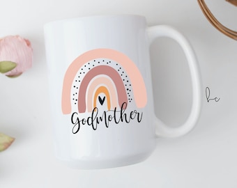 rainbow godmother mug- godmother gift- godmother proposal idea- madrina mug- godmother gift box- gift for godparents godfather mug. baptism