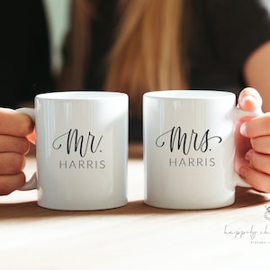 Future mrs lucky mr mug set- mr and mrs mugs- engagement mug gift for engaged couple- personalized engagement mrs mug- bride mug- engaged