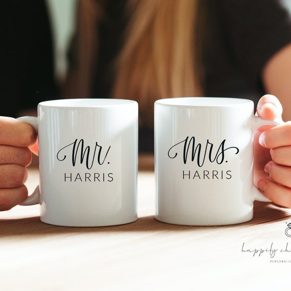 Future mrs lucky mr mug set- mr and mrs mugs- engagement mug gift for engaged couple- personalized engagement mrs mug- bride mug- engaged