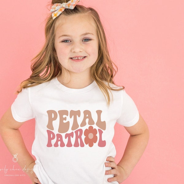 Retro flower girl tshirt- petal patrol kids gifts children t-shirt box flower girl proposal cup wedding day bridal party gift wedding day