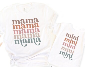 Gift for Girl Mom, Lucky you are my Mama baby onesie\u00ae-Boho chic Baby Gift-Mom daughter outfit,Retro Mama Shirt Matching Set