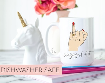 wedding ring finger mug- engaged af bride mug- future mrs engagement gift idea- dishwasher safe coffee mug- bridal gift box set gift idea