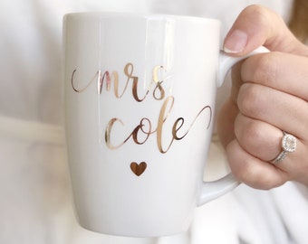 Personalized bride mrs mug- rose gold bride mug- future mrs mug- bridal shower mug- engagement gift mug idea - mrs mug- wifey mug- mrs gifts