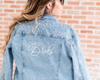 Bride jean jacket - personalized custom denim jacket - pearl jean jacket future mrs gift- engagement gift- mrs bridal shower bachelorette